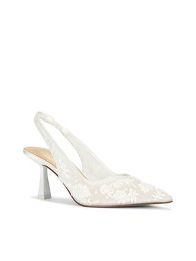 Elegant White Lace Slingback Heel